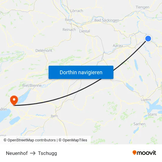 Neuenhof to Tschugg map