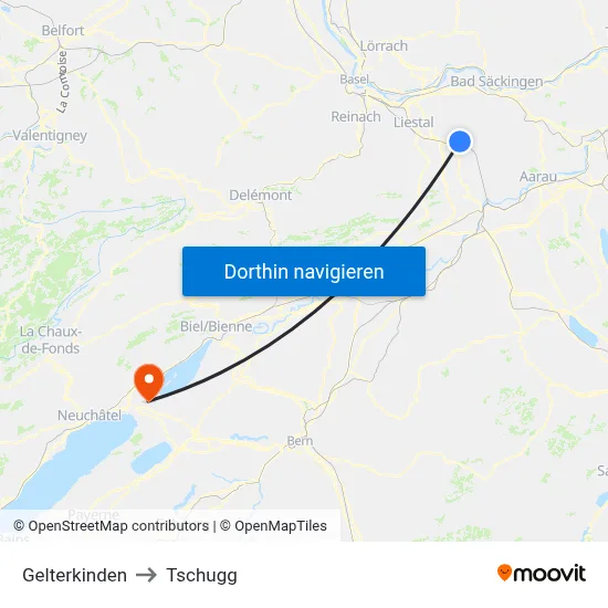 Gelterkinden to Tschugg map