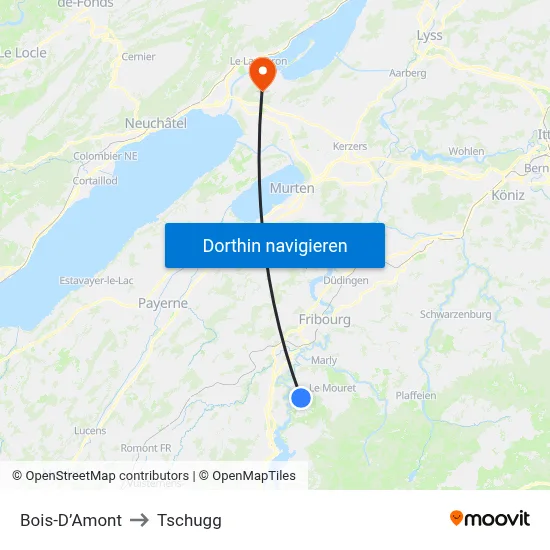 Bois-D’Amont to Tschugg map