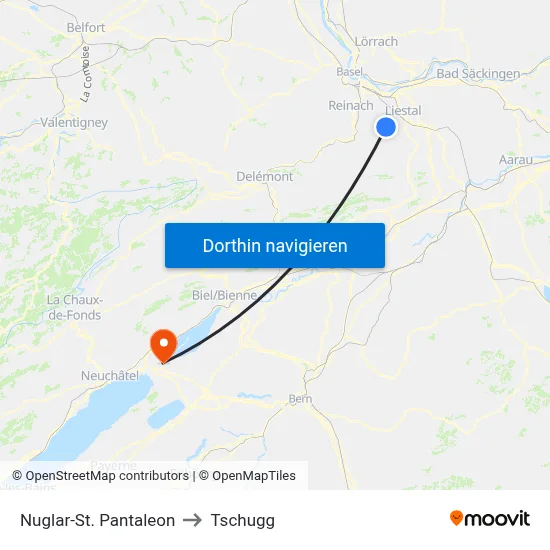 Nuglar-St. Pantaleon to Tschugg map