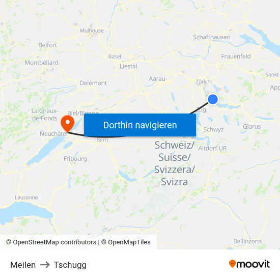 Meilen to Tschugg map