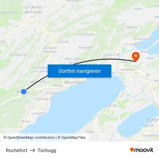 Rochefort to Tschugg map