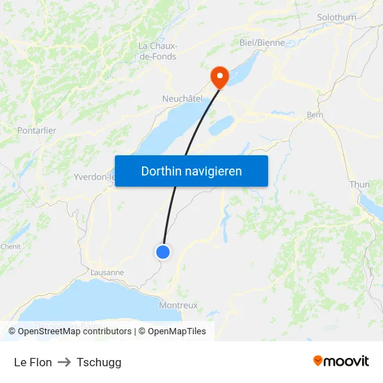 Le Flon to Tschugg map