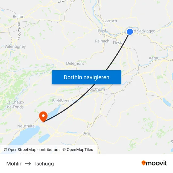 Möhlin to Tschugg map