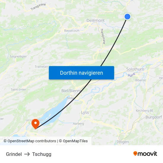 Grindel to Tschugg map