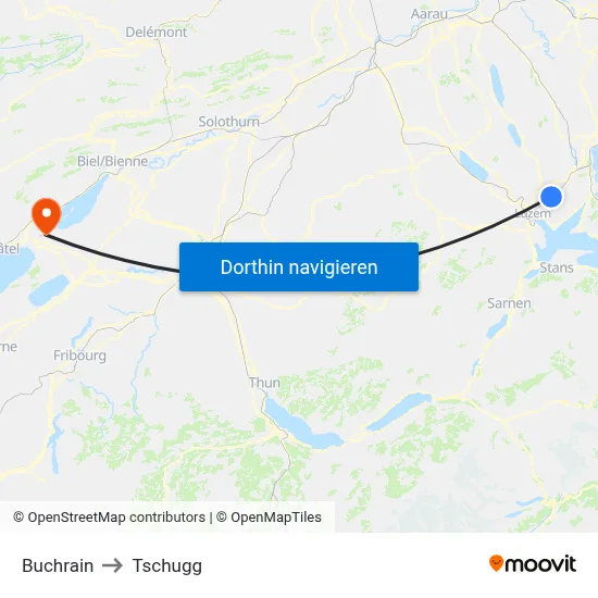 Buchrain to Tschugg map