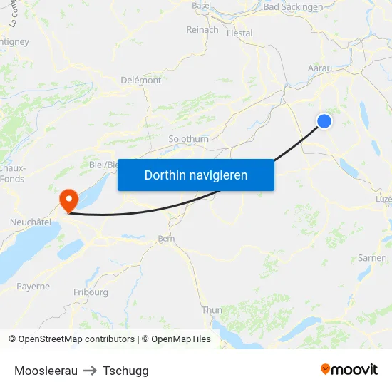 Moosleerau to Tschugg map