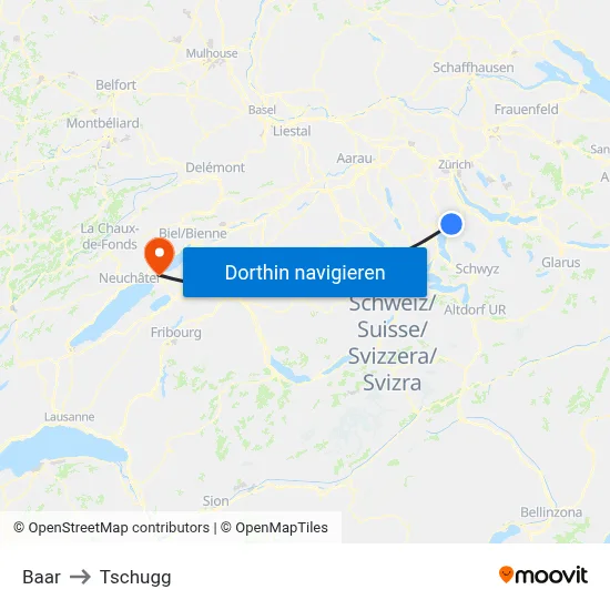 Baar to Tschugg map