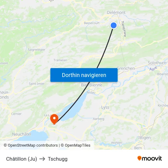 Châtillon (Ju) to Tschugg map