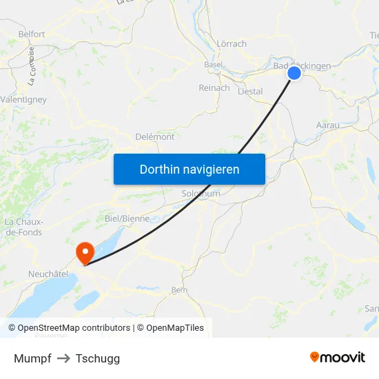Mumpf to Tschugg map