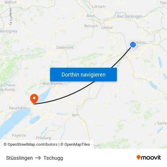 Stüsslingen to Tschugg map
