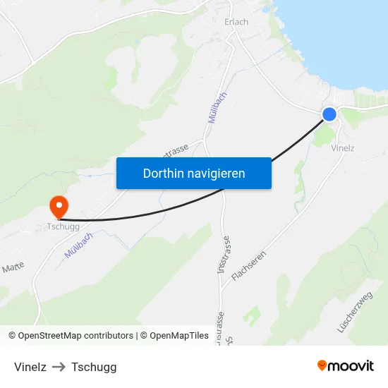 Vinelz to Tschugg map