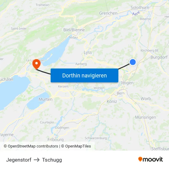 Jegenstorf to Tschugg map