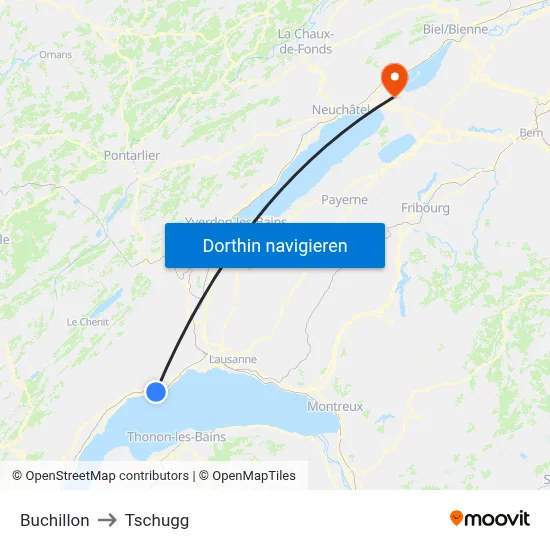 Buchillon to Tschugg map
