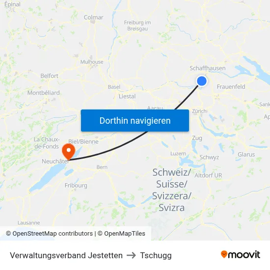 Verwaltungsverband Jestetten to Tschugg map