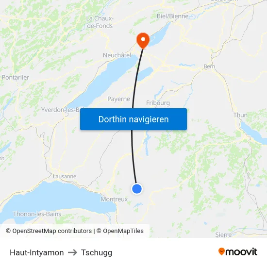 Haut-Intyamon to Tschugg map