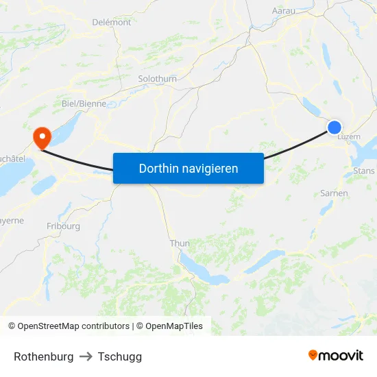 Rothenburg to Tschugg map