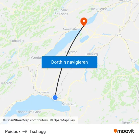 Puidoux to Tschugg map