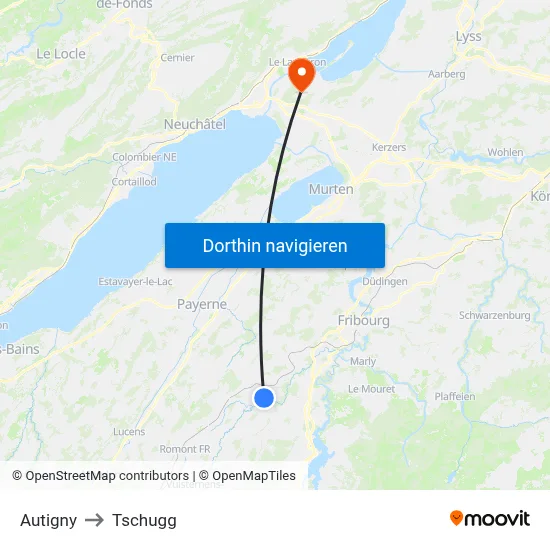 Autigny to Tschugg map