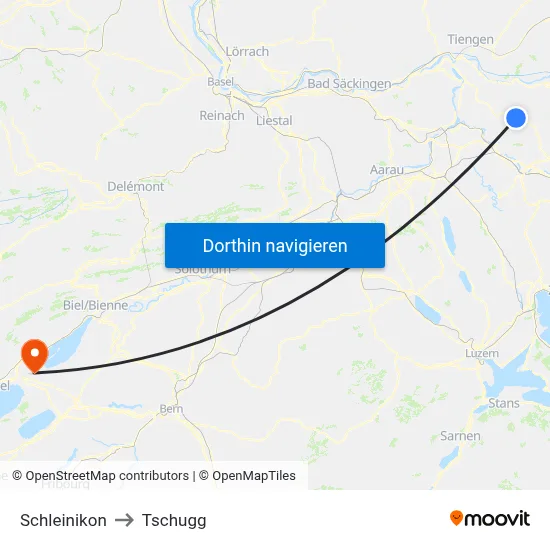 Schleinikon to Tschugg map