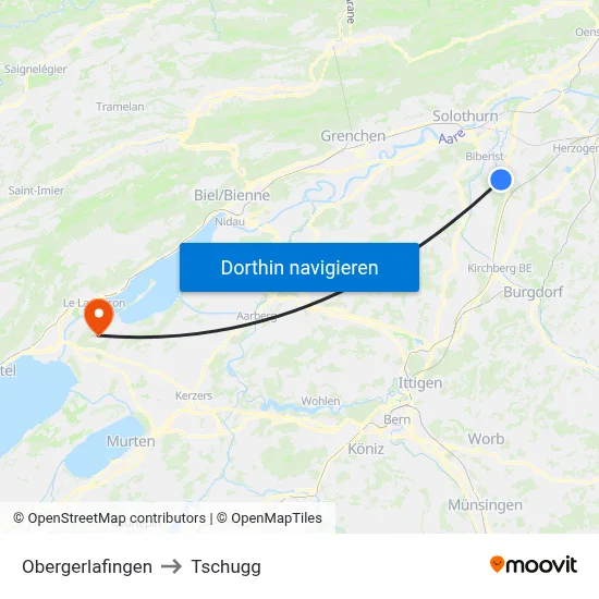 Obergerlafingen to Tschugg map
