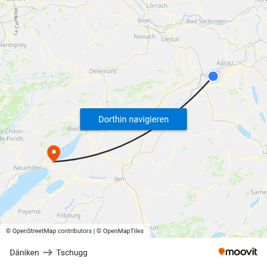 Däniken to Tschugg map