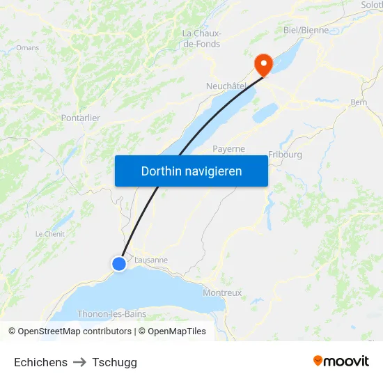 Echichens to Tschugg map