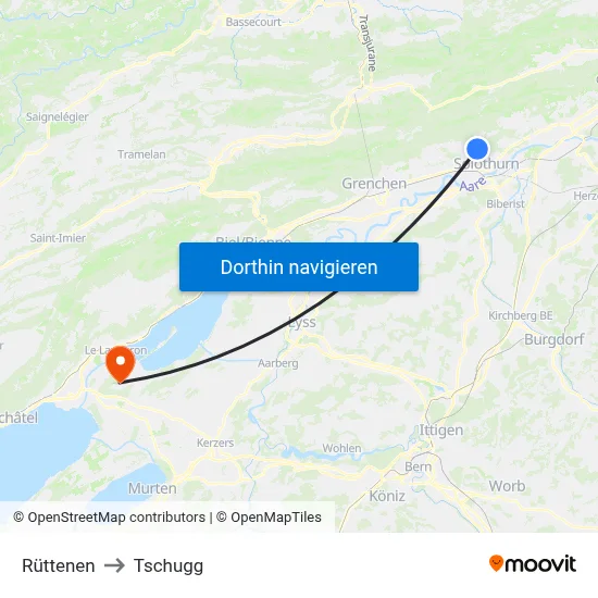 Rüttenen to Tschugg map