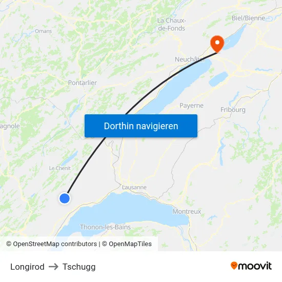 Longirod to Tschugg map