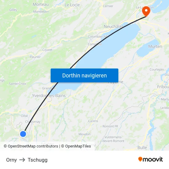 Orny to Tschugg map