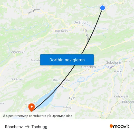 Röschenz to Tschugg map