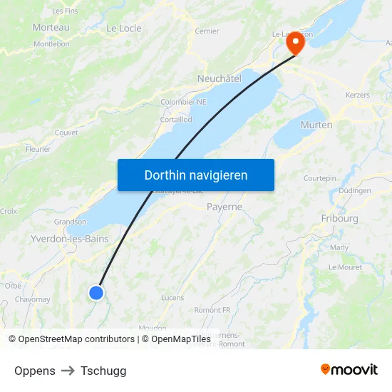 Oppens to Tschugg map