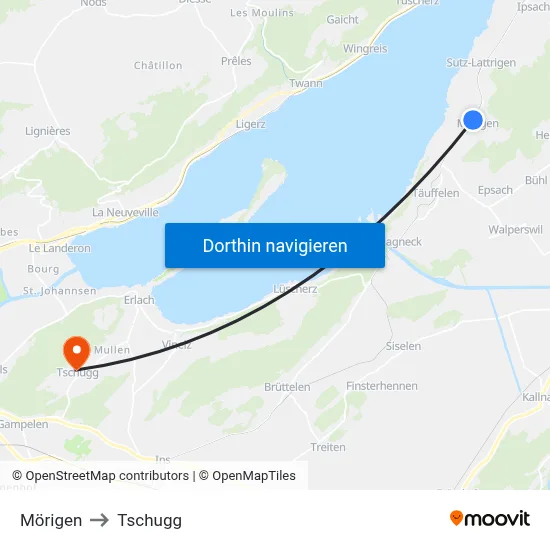 Mörigen to Tschugg map