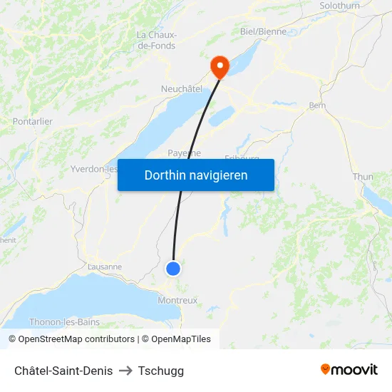 Châtel-Saint-Denis to Tschugg map