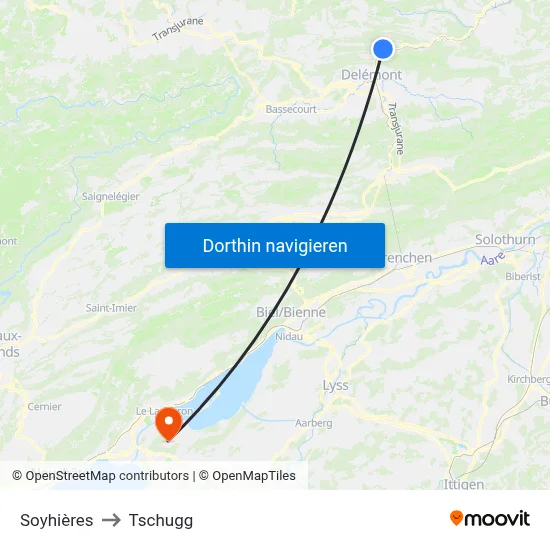 Soyhières to Tschugg map