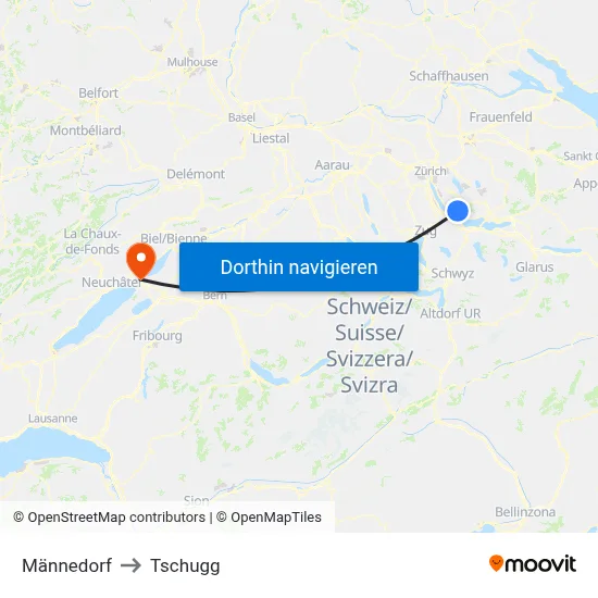Männedorf to Tschugg map