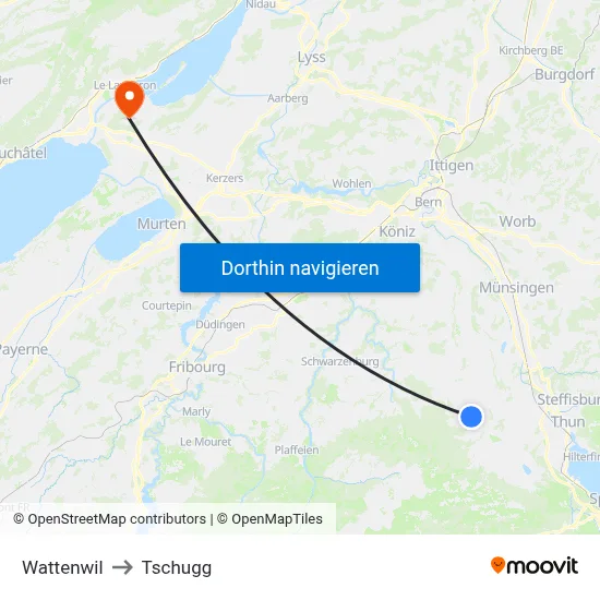 Wattenwil to Tschugg map