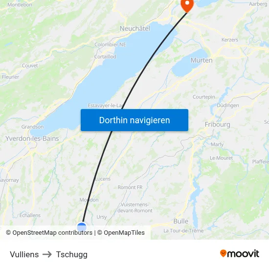 Vulliens to Tschugg map