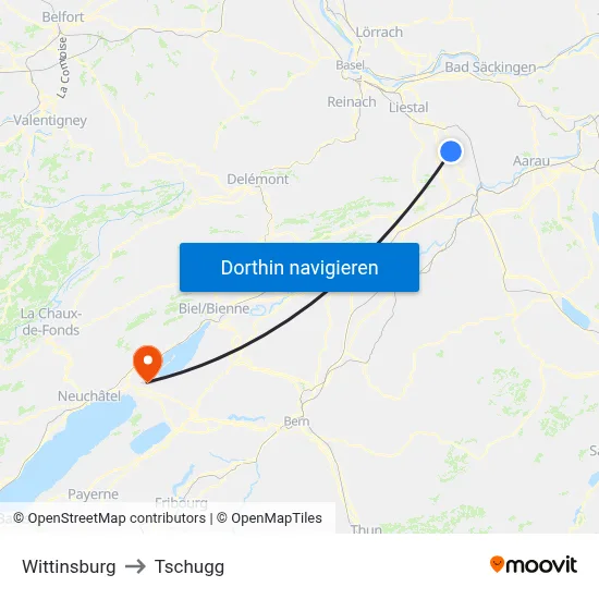 Wittinsburg to Tschugg map