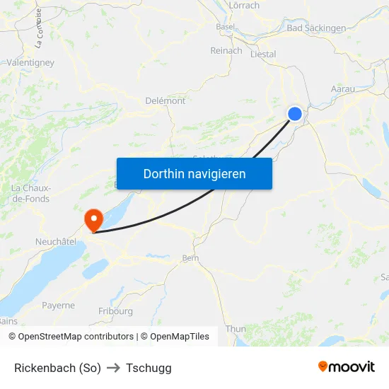 Rickenbach (So) to Tschugg map