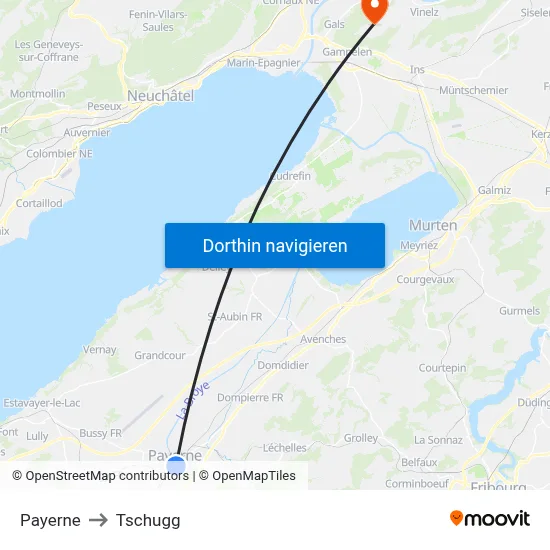 Payerne to Tschugg map