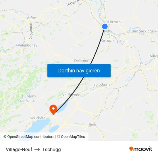 Village-Neuf to Tschugg map