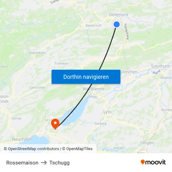 Rossemaison to Tschugg map