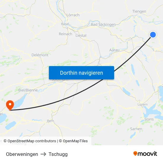 Oberweningen to Tschugg map