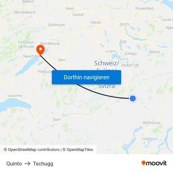 Quinto to Tschugg map