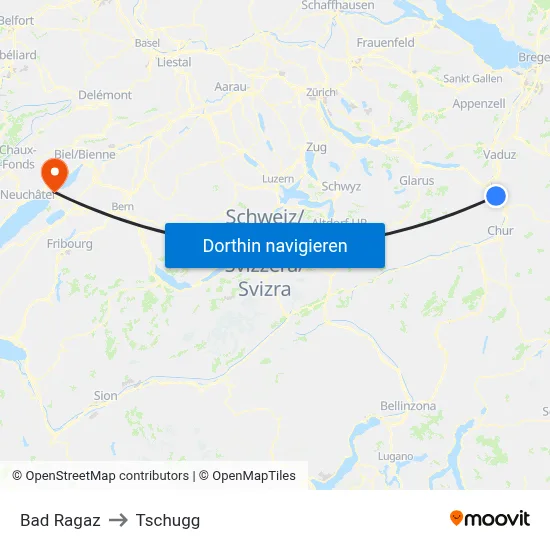 Bad Ragaz to Tschugg map