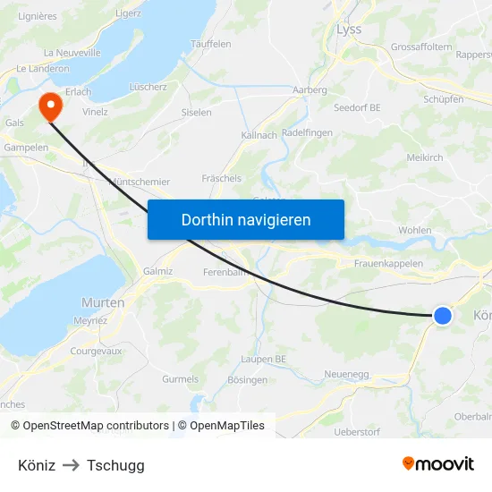 Köniz to Tschugg map