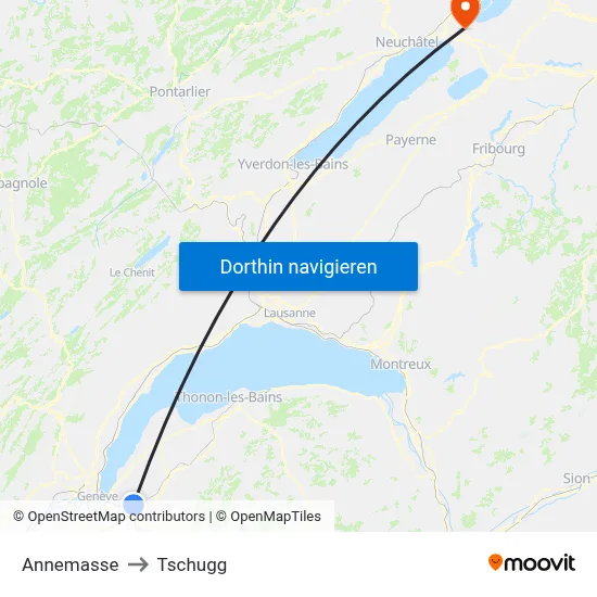 Annemasse to Tschugg map