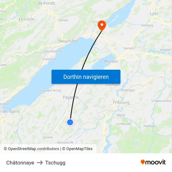 Châtonnaye to Tschugg map