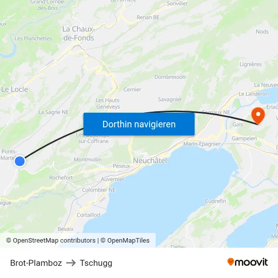 Brot-Plamboz to Tschugg map